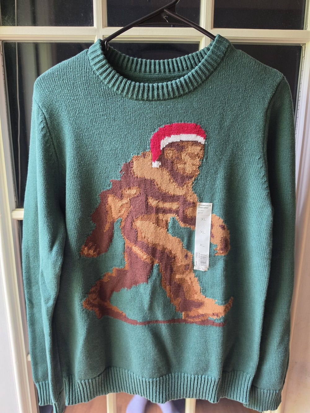 Sonoma Green Holiday Bigfoot Sweater with Red and Brown Accent